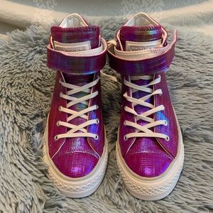 Pink / Purple iridescent high top converse